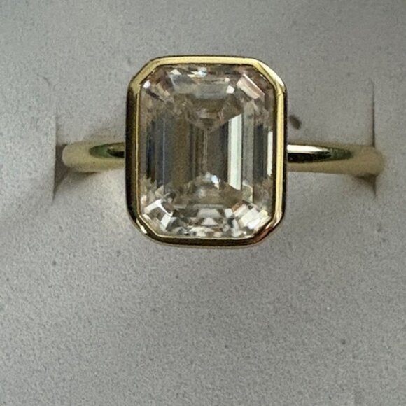 2.5CTW Square Moissanite Solitaire Engagement Ring 14k Yellow Gold Plated - Picture 2 of 6